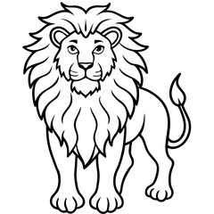 Majestic Lion Line Art Vector