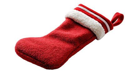 Festive Christmas Stocking: A classic red Christmas stocking, ready for the arrival of holiday treasures. perfect for spreading joy and anticipating the season's special gifts.