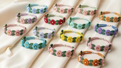 flower-shaped knit bracelet