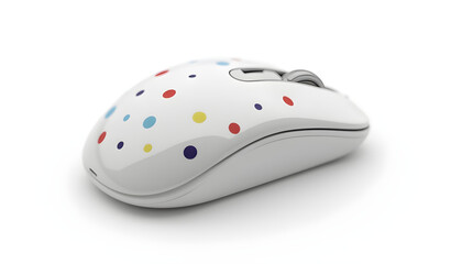Stylish Computer Mouse with Modern Polka Dot Pattern, Cute Minimalist Tech Accessory, Decorative Desk Device Illustration for Digital Design