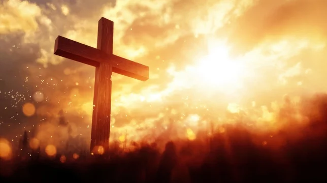 Wooden Cross in Glorious Golden Light