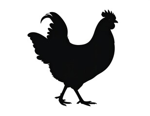 Fototapeta premium Silhouetted black rooster on a white backdrop, showcasing its detailed outline