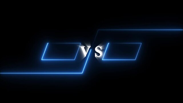 Neon VS matchup screen animation with glowing futuristic lines, versus duel battle template, head-to-head comparison graphic, sci-fi intro design for gaming, esports, sports and video editing