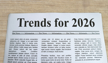 A newspaper with the headline Trends for 2026