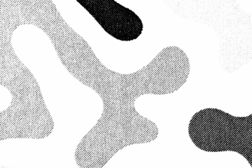 Macro halftone pattern of irregular organic blobs in varying densities and diagonal shading on a transparent background. High-contrast abstract shapes with smooth tonal shifts.