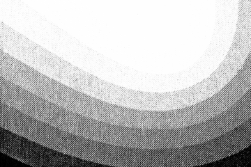Macro of curved halftone bands forming a soft corner gradient from dark to light. Black diagonal dots and lines on a transparent background.