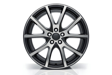 Silver alloy car wheel isolated on white.