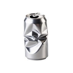 A stainless steel water Crushed Soda Cola Steel broken Can Overlay PNG isolated on Transparent Background