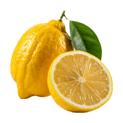 Fresh Juicy lemon slice fruit Overlay PNG isolated on Transparent Background