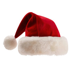Festive Red Santa Claus Christmas hat holiday greeting cards Overlay PNG isolated on Transparent Background