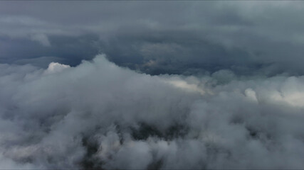 Aerial high view of dramatic clouds
