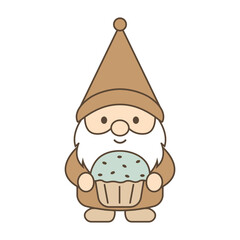 Sticker gnome with mint muffin.