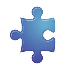 Single blue jigsaw puzzle piece clean edges and smooth surface texture problem solving, strategy, and solution Overlay PNG isolated on Transparent Background