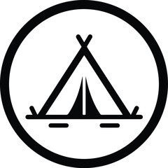 Camping Tent Icon in Circle outdoors shelter