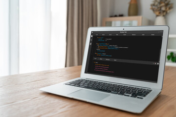 Fototapeta premium Software development programming on computer screen for modish application and program coding