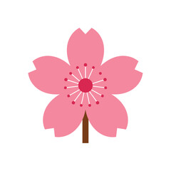Fototapeta premium Stylized Pink Cherry Blossom Flower Icon sakura bloom