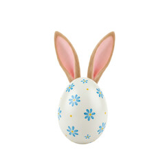 Obraz premium Easter egg with rabbit ears isolated on transparent or white background, png 