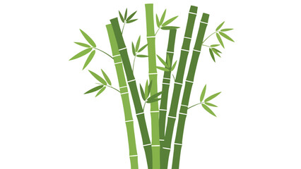 Obraz premium A cluster of green bamboo stalks with leaves