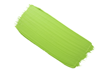 A vibrant light green, bold, diagonal brush stroke with textured, hand-painted style on a transparent background with copy space, modern simplicity concept of artistic expression