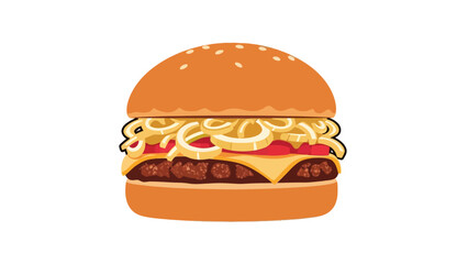 A pixelated illustration of a hamburger with sesame seeds on the bun