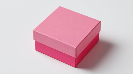Closed pink gift box on white background for retail packaging branding or product display advertisement presentation design minimalist festive visuals concept