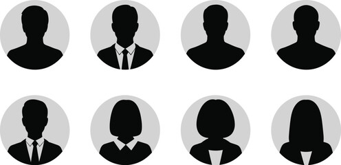 Fototapeta premium Versatile collection of male and female avatar silhouettes suitable for user profiles and professional applications