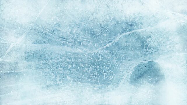 Super Slow Motion Shot of Freezing Ice Texture and Gently Flowing Cold Smoke at 1000fps.