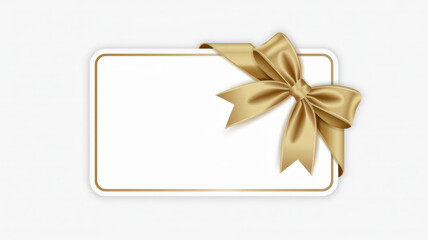 Gift Card Template with Golden Silk Bow and Ribbon
