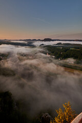 Morning Fog over the Elbe at Bastei, Saxon Switzerland