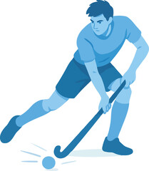 Fototapeta premium Field Hockey Player Dribbling Ball Keywords: field hockey, sport, athlete, player, male, action