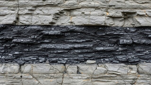 Cross-section of sedimentary rock layers with shale and limestone