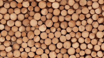 Stacked logs pattern with natural tones. AI image