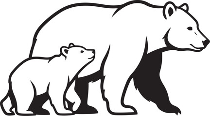 Obraz premium Bear and Cub Illustration vector (58