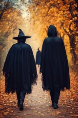 people in scary costumes, pumpkin, skeletons, night,holiday, halloween, free space for text