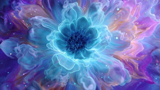 Macro alcohol ink flowing circular waves, naturally sacred geometry mandala, glowing lotus center cyan, gold, fuchsia spiritual meditation energy, fluid abstract mandala 4K divine bloom aura, sacred