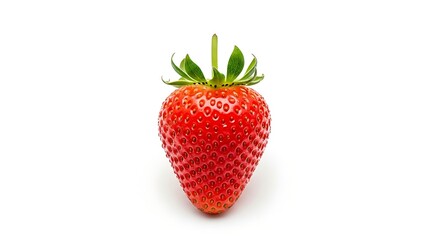 Vibrant Close-Up of a Fresh, Ripe Strawberry on White Background.