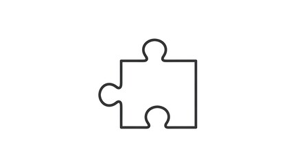 Simple black and white puzzle piece illustration on a white background.