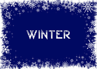 Winter lettering. Modern Text on blue background. Winter greeting card. Vector illustration.