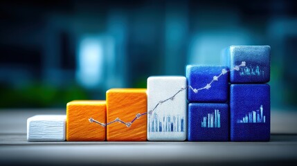 Business growth analysis with visual data representation office environment infographic informative perspective