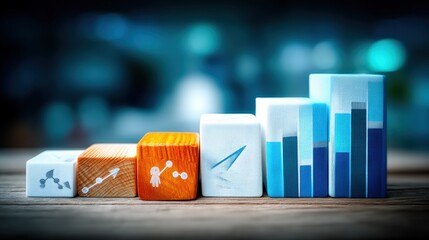 Business growth visualization corporate office infographic digital environment close-up view data representation