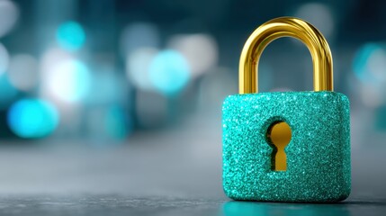 Security lock symbolizing protection and privacy digital world 3d illustration futuristic environment close-up viewpoint cybersecurity concept