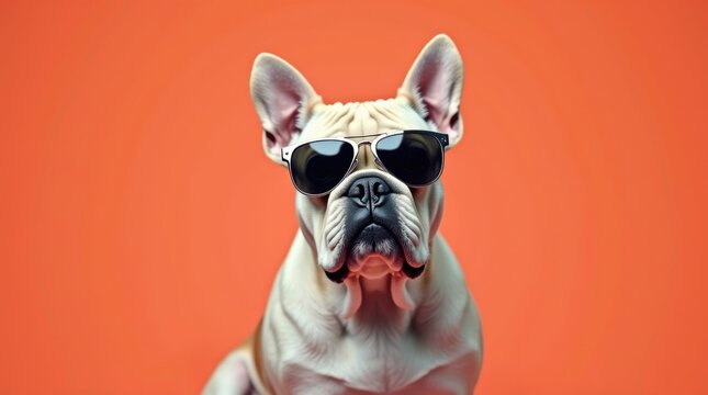 Fototapeta Bulldog elegante con gafas de sol de aviador