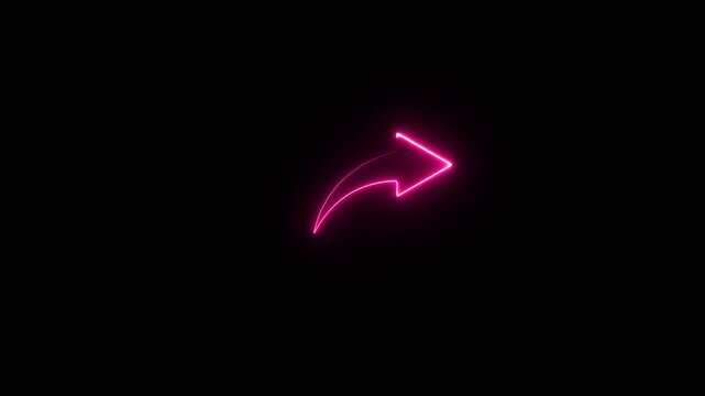 Neon share sign icon animation on a black background.