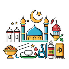 icon set for Eid al-Fitr and Ramadan, eps