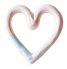 A heart-shaped frame made from clay is displayed. It features smooth pastel tones. This element is isolated against a transparent background, ideal for various uses in design