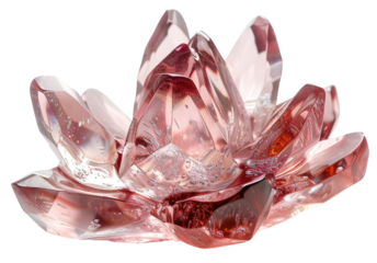 Crystal lotus flower sculpture sits on a transparent background. The design features sharp edges and smooth surfaces, making it suitable for displays and decorations