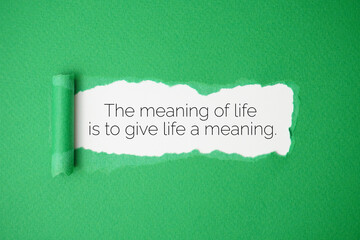 The meaning of life is to give life a meaning