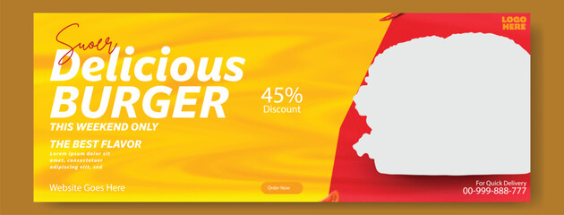 Delicious cheeseburger special offer with price on vibrant teal background for social media and advertising.
Juicy delicious burger with fresh ingredients and special offer advertisement for fast food