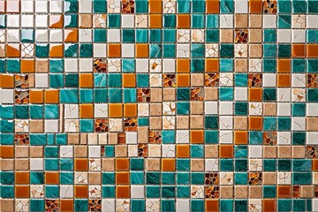 Fototapeta premium Handcrafted ceramic tile mosaic texture — high-res tileable material 