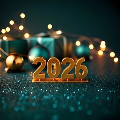 New Year 2026 Celebration With Lights Scene Background 2026 Number Design For New Year Advertisement